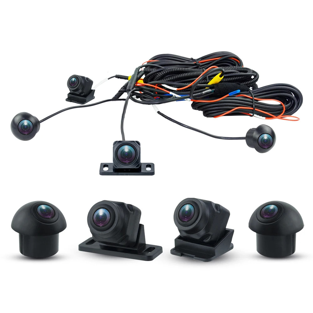 Hd 3d 360 câmera do carro pássaro sistema de visão 4 câmera 360 720p sony 225 traseira/frente/esquerda/direita 3d 360 câmera para android rádio do carro