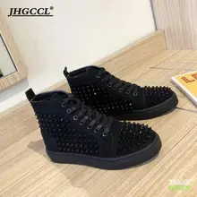 NEW Rivets Shoes Woman Couple Ankle Boots Flat Heel Platform Boots Women Big Size 44 Waterproof Motorcycle Boots Men & Women A25
