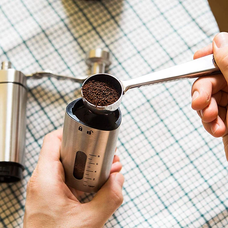 

Manual Coffee Grinder- Hand Conical Coffee Bean Grinder With Ceramic Mechanism By Flafster Kitchen- Portable Stainless Steel Bur