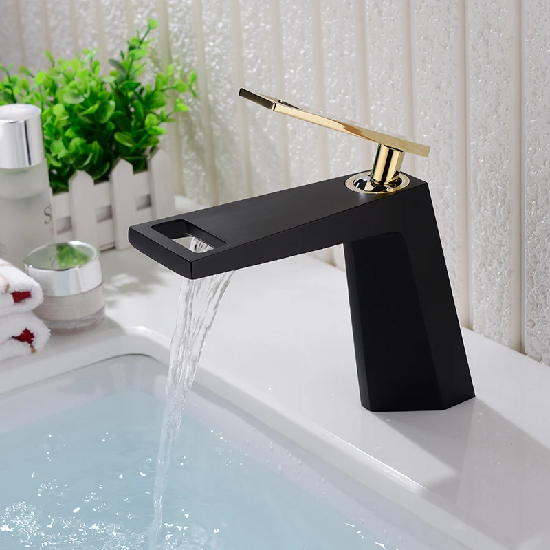 

Simple Creative Waterfall Faucet Bathroom Basin Faucet Copper Hot and Cold Dual-use Bath Nozzle Bathroom Wash Basin Tap for Home