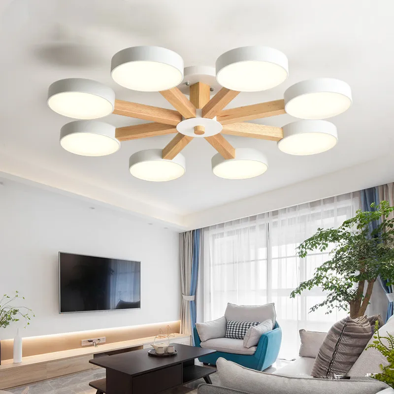 

Wood chandelier 220V 110V Ceiling Round chandelier For Living Room Bedroom Surface Mounted Indoor circle chandelier
