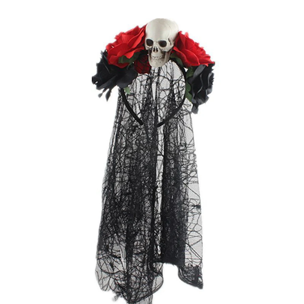 

Simulation Rose Lace Headband Diy Ghost Scary Skeleton Headband Halloween Horror Headband Decor for Role-playing Party tools