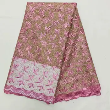

African Lace Fabric 5 yards Embroidered Mesh Lace Fabric African Lace High Quality Mesh Embroidered Lace for Party and Wedding
