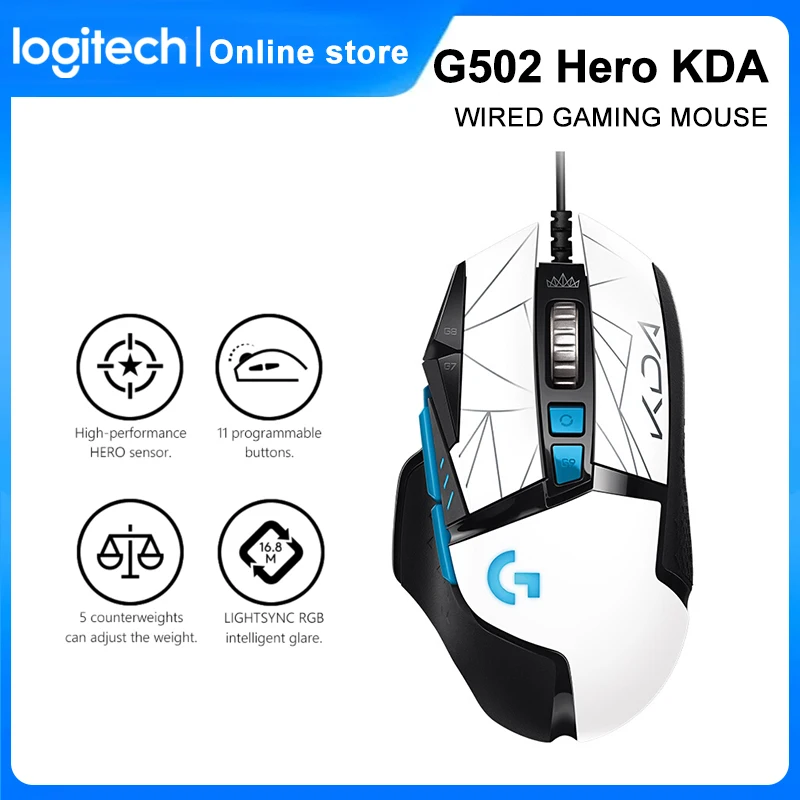Logitech G502 HERO K/DA Gaming Mouse 100-25 600 DPI RGB Optical USB Wired PC Mice High-performance | Компьютеры и офис