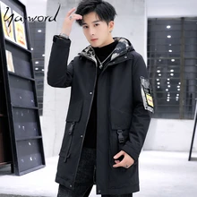 Yasword/Тренч для мужчин; сезон осень-зима; Мужская брендовая куртка; ветровка; Мужское пальто; повседневное однотонное пальто с тонким воротником; верхняя одежда