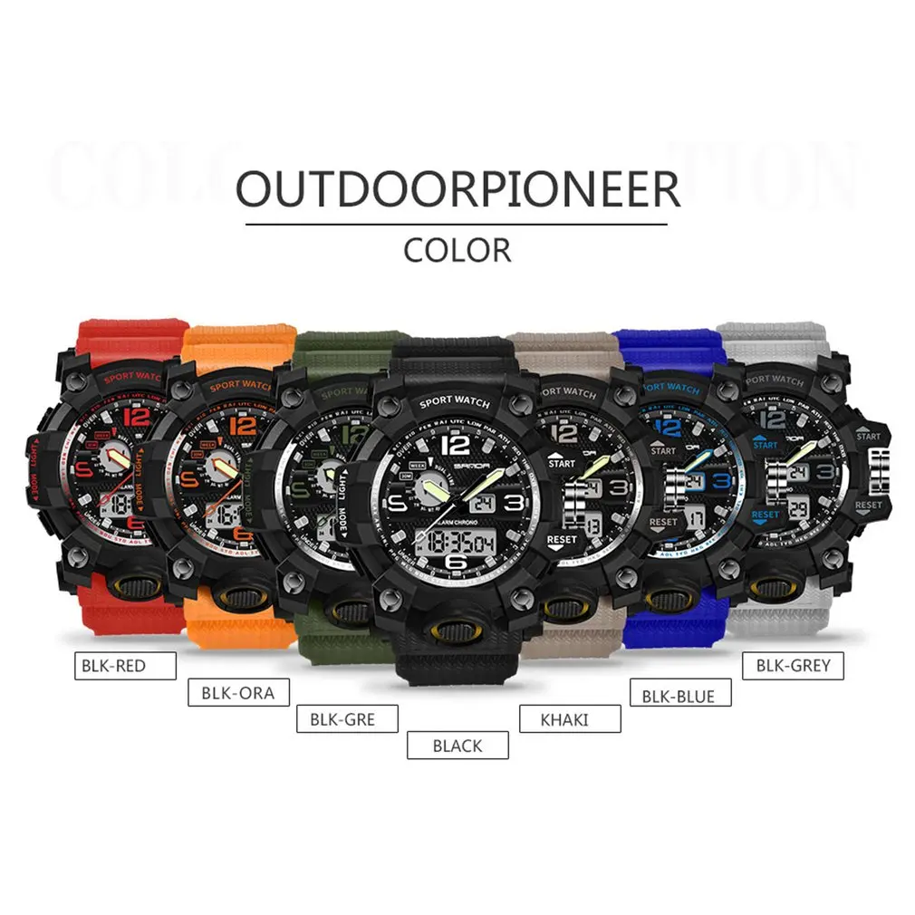 Sanda 742 Watch 30m Waterproof Military Shock Quartz Wristwatch Luminous Analog Digital Fashion Outdoor Sport Watch for Men