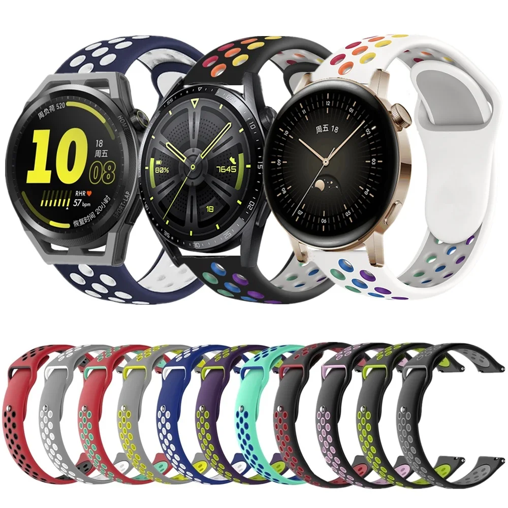 

Ремешок Радужный для HUAWEI Watch GT Runner GT 3 42 мм 46 мм GT2 Pro, силиконовый браслет на запястье для Honor Watch GS 3 Magic 2, спортивный браслет