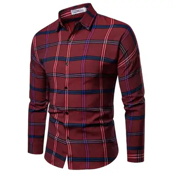 

Evening Dress Mens Shirts Long sleeve Plaid Shirt Men's Casual Imported-clothing Blouse Men