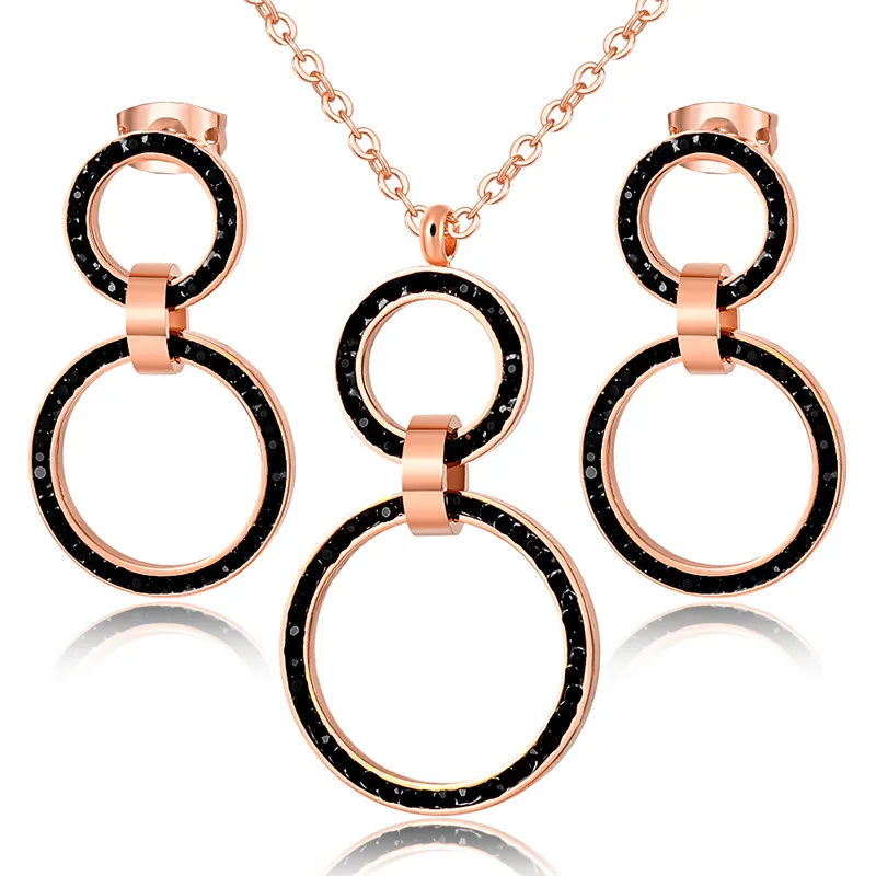 Roman Numeral Choker Necklace & Earrings Sets Full Crystals Stainless Steel Round Circle Clavicle Necklace for Women jewelry sets jewelry set women earrings chain necklace