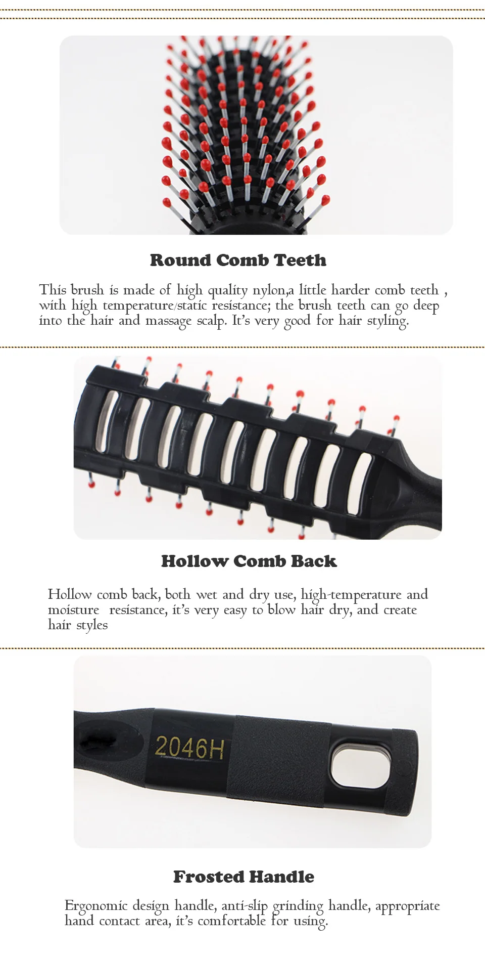 1 PC Black PP Plastic Hair Comb Men Oil head Chop Comb Anti-Static Massage Comb For Hairstyling Tool Rubber Handle Scalp Massage