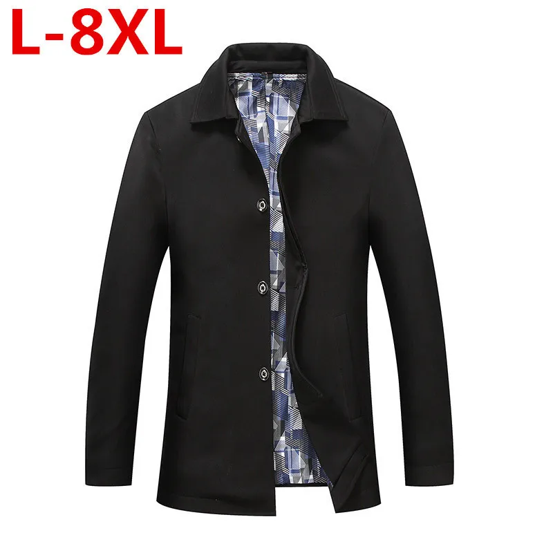 Новый размера плюс 8XL 7XL 6XL мужская куртка пальто длинный отрезок моды Тренч новая