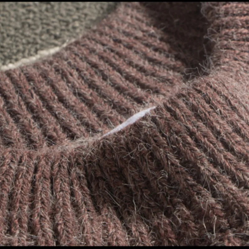 Мужской свитер повседневный зимний теплый плотный с круглым вырезом и длинными