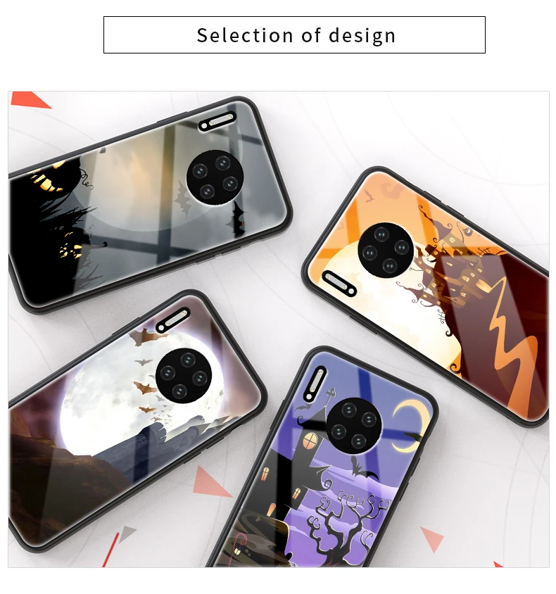 Чехол на Хэллоуин для huawei mate 30 30 Pro 20X5G 20 10 9 Pro Роскошная задняя крышка из закаленного стекла