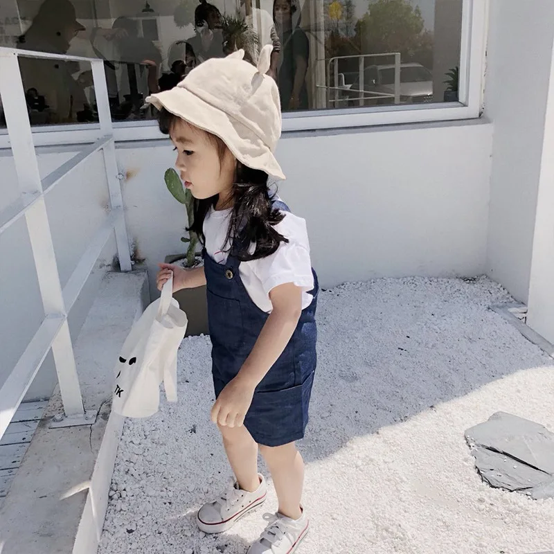 A mu hou Детская летняя джинсовая ткань на подтяжках для младенцев повседневные брюки на подтяжках детские шорты