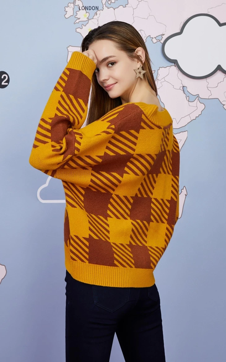Vero Moda женский свободный крой ассорти цветов плед пуловер свитер вязаный Топ | 319313541