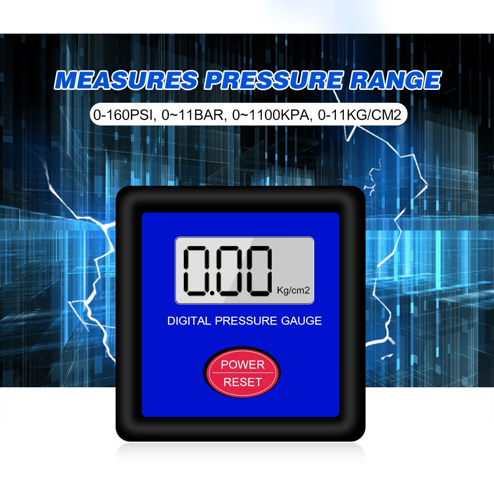 Spray Gun Pressure Regulating Gauge Lcd Digital Display Air Pressure Meter Adjust Air Pressure