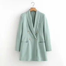 ^^Best Offers Fashion ladies jacket Early autumn new double-breasted mid-length sky blue women's blazer Female office suit 2019 elegant tops ^^Best Offers Fashion ladies jacket Early autumn new double-breasted mid-length sky blue women's blazer Female office suit 2019 elegant tops