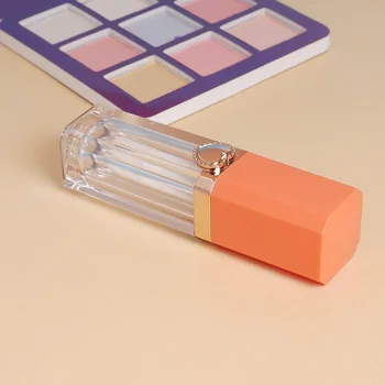 

9 ML Square Empty Orange Plastic Lip Gloss Tube Refillable Lip Balm Bottle Reusable Sample Container For Lipstick Cosmetic