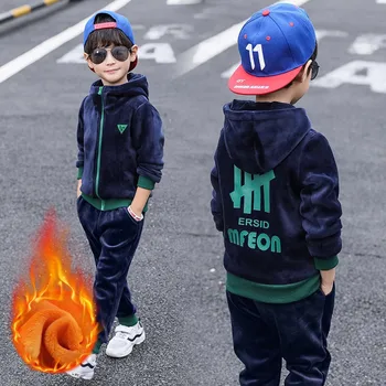 

Autumn Winter Children Boys Fashion Clothing Sets Little boys Cartoon Hooded Jacket Pants 2Pcs/sets Kids Cotton Tracksuits 3-8Y