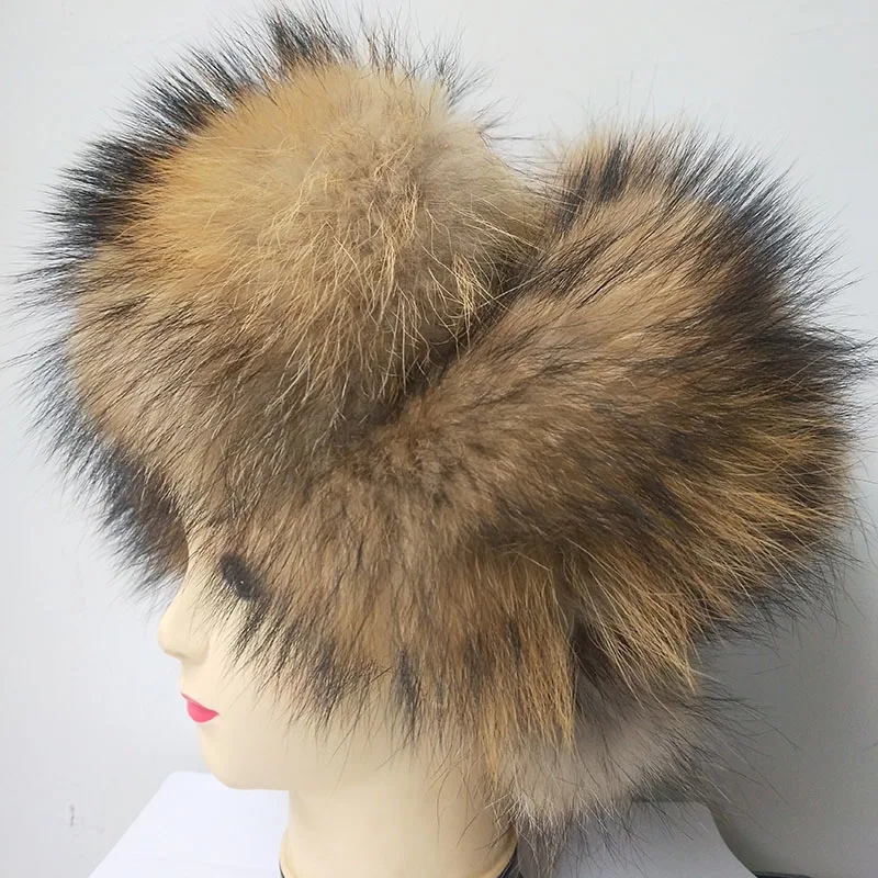 Шапка из натурального меха енота, зимняя шапка из натуральной овечьей кожи с натуральным мехом, зимние толстые женские модные шапки, шапки из натурального меха