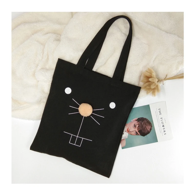 Эко-сумка Холст Tote печатных кролик мультфильм ежедневного использования Складная Сумочка для женщин