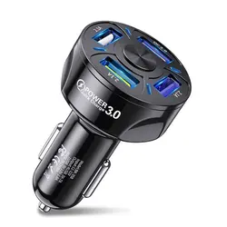 Cargador USB de 4 puertos para coche, adaptador de teléfono móvil, Mini cargador de carga rápida para IPhone 11 y Xiaomis