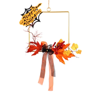 

Iron Art Halloween Decoration Red and Black Maple Leaf Wall Hanging Frame Shelf for Wall Holder Home Decor