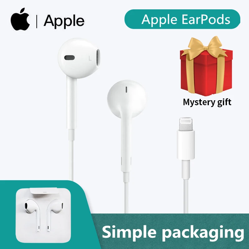 Оригинальные наушники Apple Earpods Lightning Plug & In ear спортивные с глубоким Боком для iPhone 7 8