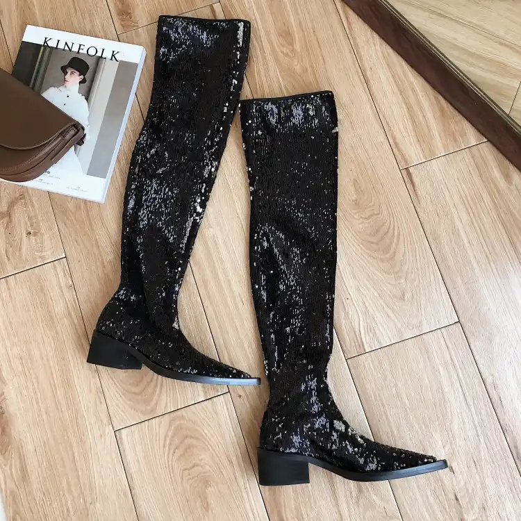 extra long thigh high boots flat