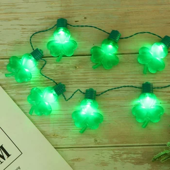 

St. Patrick's Day Glowing Necklace LED String Lights Necklace Creative Shamrock Necklace for Festival Party (7-LEDs)
