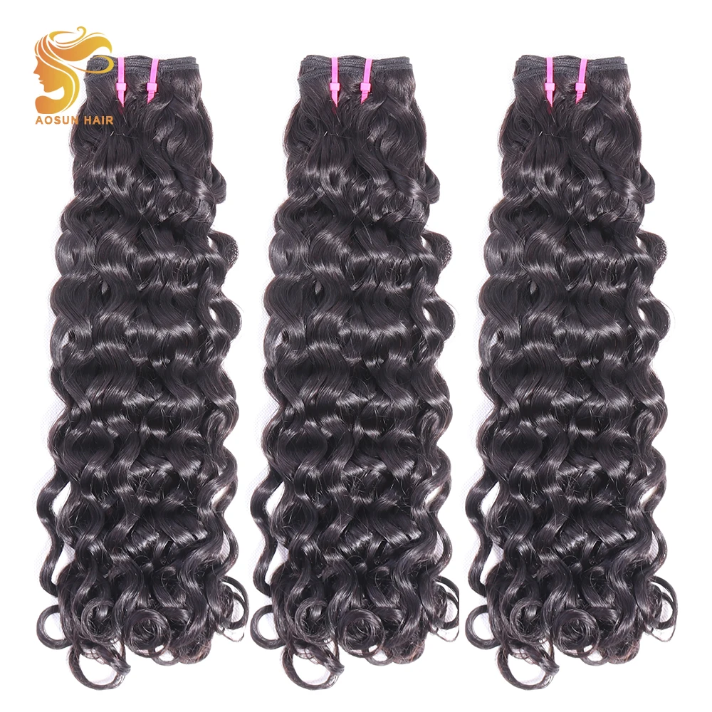 

AOSUN HAIR Double Drawn Bouncy Curly 3PCS Natural Color 10-20inch Brazilian Hair Weave Bundles Remy Human Hair Fumi Loose