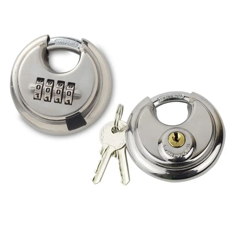

4-Digit Combination Security Round Padlock Resettable Lock Heavy Duty Stainless Steel Waterproof Keyless Lock Storage
