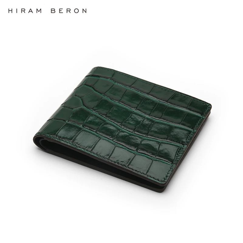 Hiram Beron Custom Name Man Gift Billfold Wallet Luxury Crocodile Pattern Designer Gift for Father Boyfriend Dropship 3