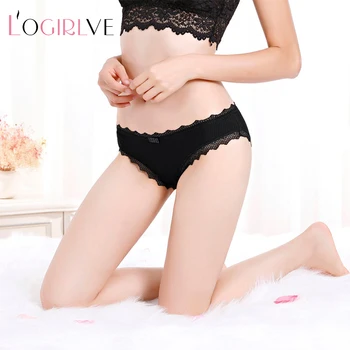 

Logirlve Underpants Women's Pure Cotton Japanese Ladies Mid-Waist Breathable Thread Simple Buttocks Comfort Girl Briefs