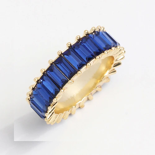 Jujia модные украшения радужные обручальные кольца с фианитами для женщин Винтажный красочный кубический цирконий CZ кольца вечности - Цвет основного камня: blue