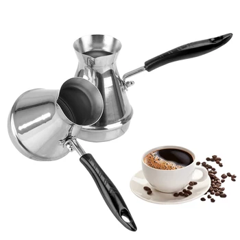 

1 Pcs Kitchen Tools Turkish Coffee Pot Stainless Steel Butter Melting Pot Coffee Utensils European Long Handle Moka Pot