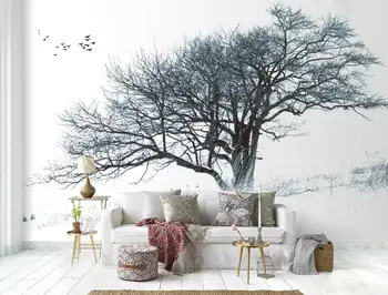 

CJSIR Custom Photo Wallpaper Modern Nordic Abstract Big Tree Black and White Heavy Snow Tree Background Wall 3d Wallpaper