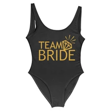 Команда Невесты и невесты с золотым буквенным принтом и бриллиантами, Цельный купальник для женщин, купальный костюм для женщин, вечерние купальники, цельный купальный костюм, Badpak