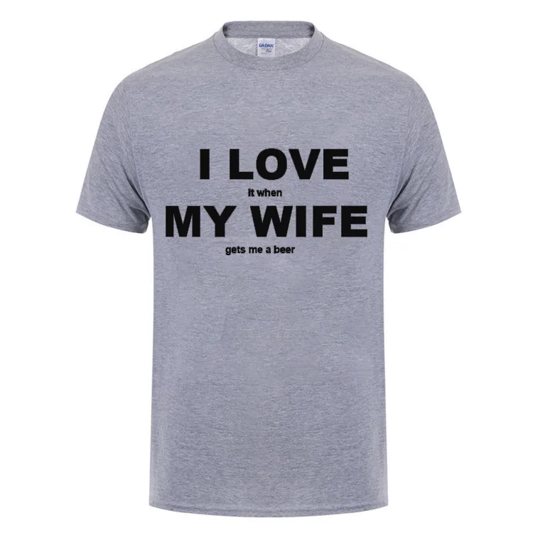 Мужская футболка подарки на день рождения для мужчины I Love My Wife Beer Humor забавная