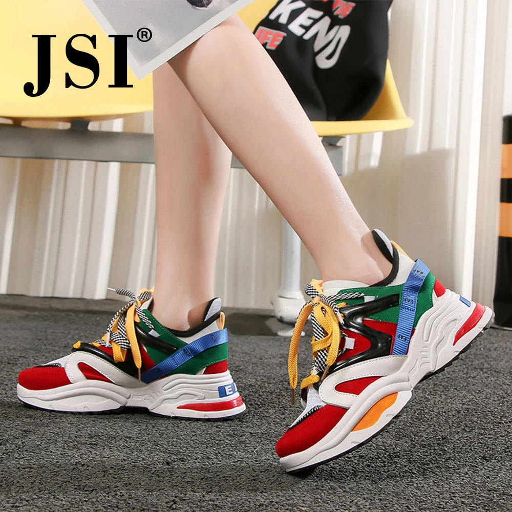 

JSI Women Sneakers Fashion Air Mesh Slip-On Solid Casual Shoes Round Toe Zipper Spring Autumn Chunky Platform Women Flats JX49