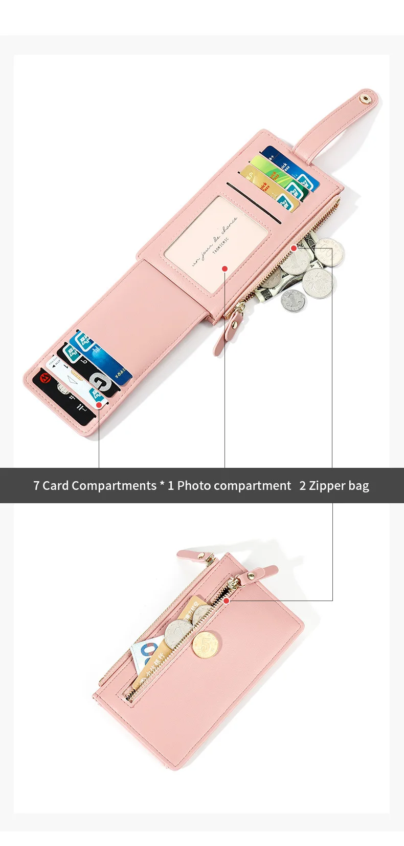 RFID из мягкой кожи бумажник Для женщин много держатель для карт женские кошельки Theftproof кредитной Чехол-портмоне с отделением для карт, на молнии, карман для монет, Новинка