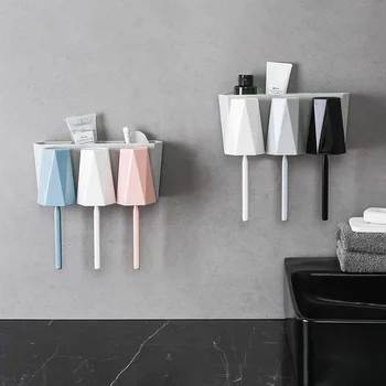 

Wall-mounted Toothbrush Holder Mouthwash Cup Set Bathroom Toothpaste Holder Household Toothbrush Storage Rack Rack