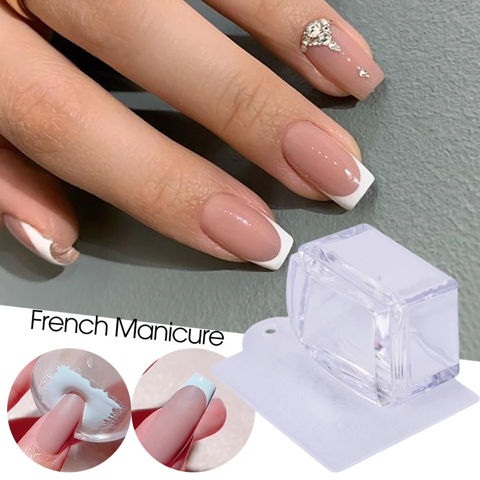 French Tips Nail Stamper Scraper Set Rectangle Silicone Clear Design  Manicure Nail Stamping Plate Diy Template Accessories Nt622 - Nail  Templates - AliExpress