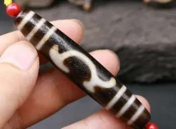 

Magical Powerful Magic Tibetan Old Agate ruyi hook dZi Bead 74MM