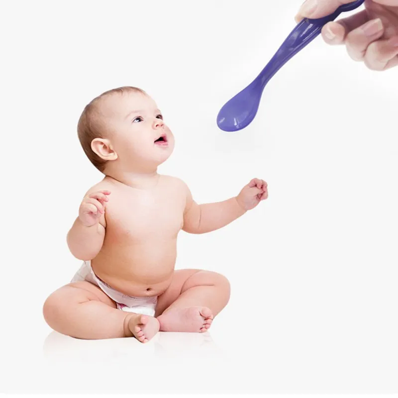 

PP Material Baby Feeding Spoon Temperature Change Color Safety Solid Color High Quality 4 Kinds Colors Household Spoons Utensils