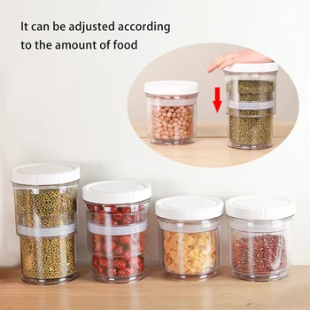

Food Storage Jar Kitchen Storage Bottles Sealed Cans Press Type Large Capacity Candy Glass Jars Tea Box Refrigerator Noodle Box
