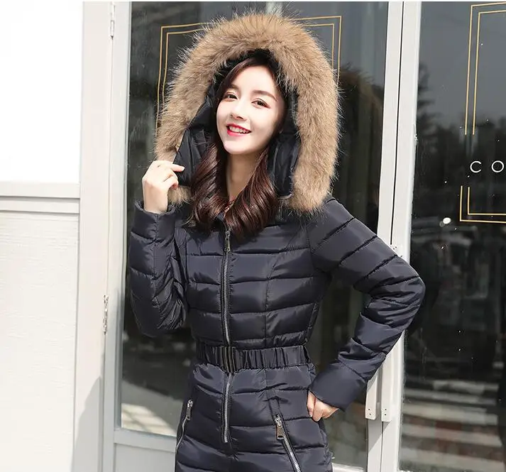 down jacket suit women piece thick coat winter fashion one-piece suits waist slim ski women parka
