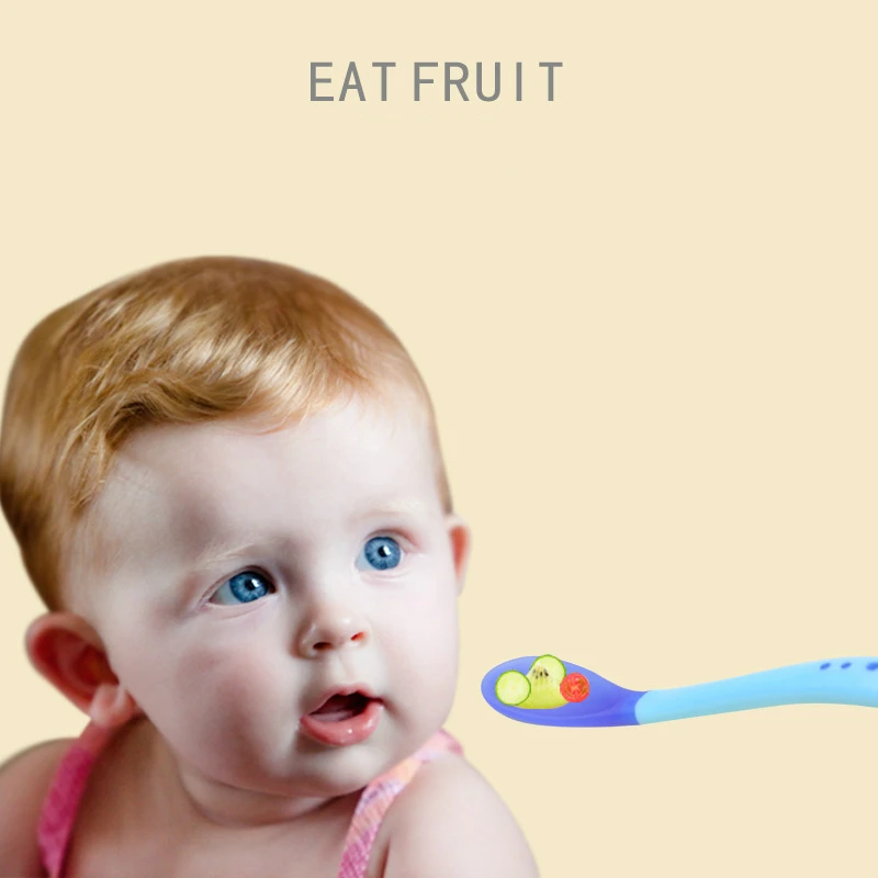 2020 безопасная силиконовая ложка вилка Детские температурные ложки Детская