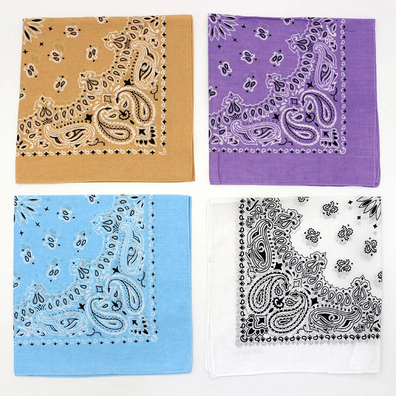 55CM Square Scarf Women Spring Soft Color White Blue Purpel Khaki Paisley Cotton Headband Hip-hop Men Bandana bandana headscarf,cotton bandana