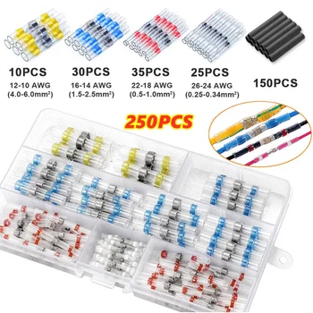 

250PCS Seal Solder Sleeve Heat Shrink Butt Wire Connectrors Waterproof Wire Splice Solder Terminals Connectors Shrinking Tube